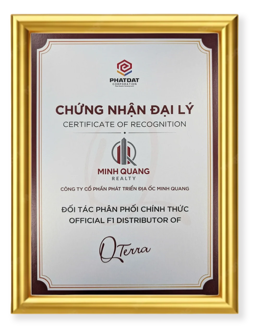 Đối tác phân phối chính thức F1 dự án QTerra