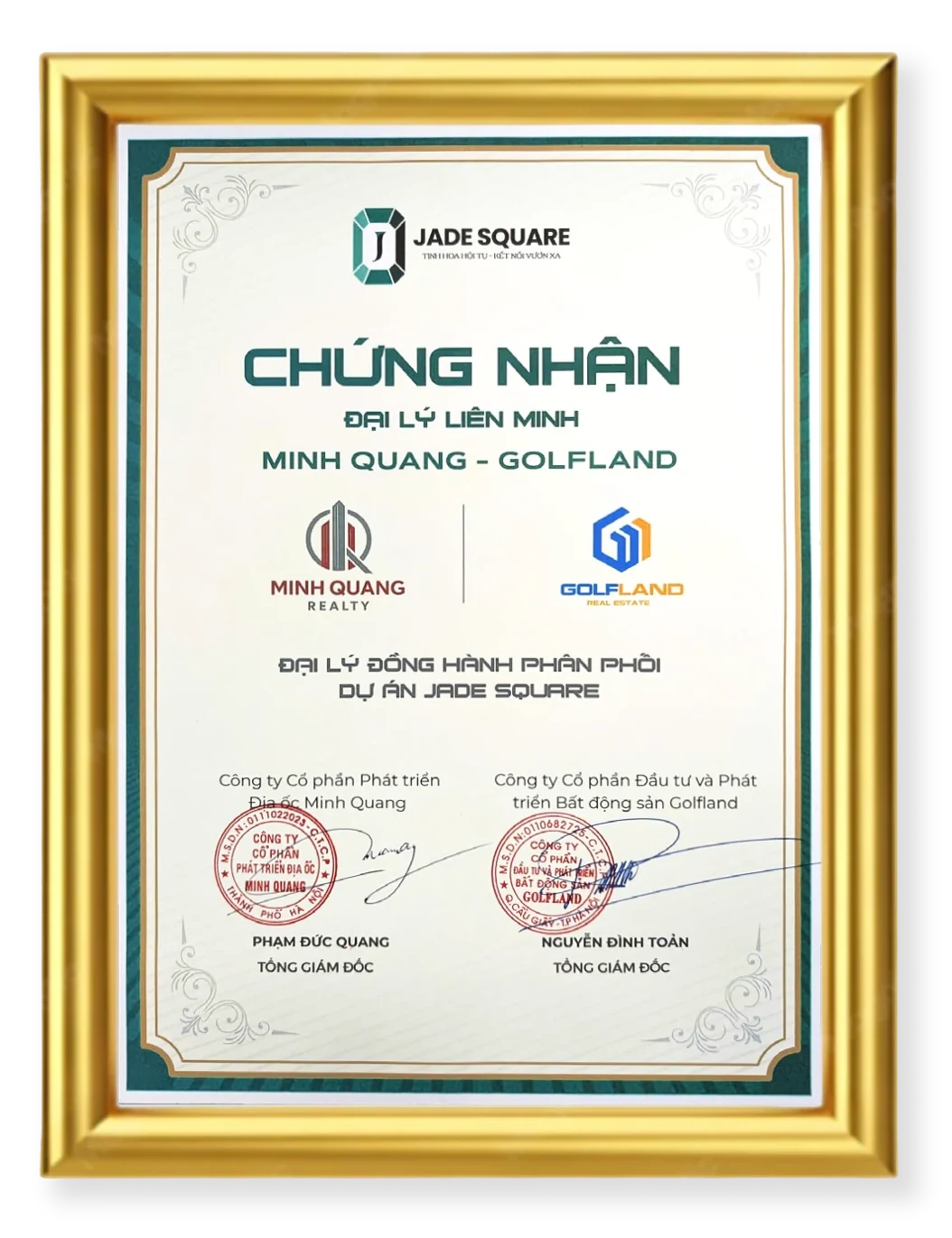 Đại lý đồng hành phân phối dự án Jade Square