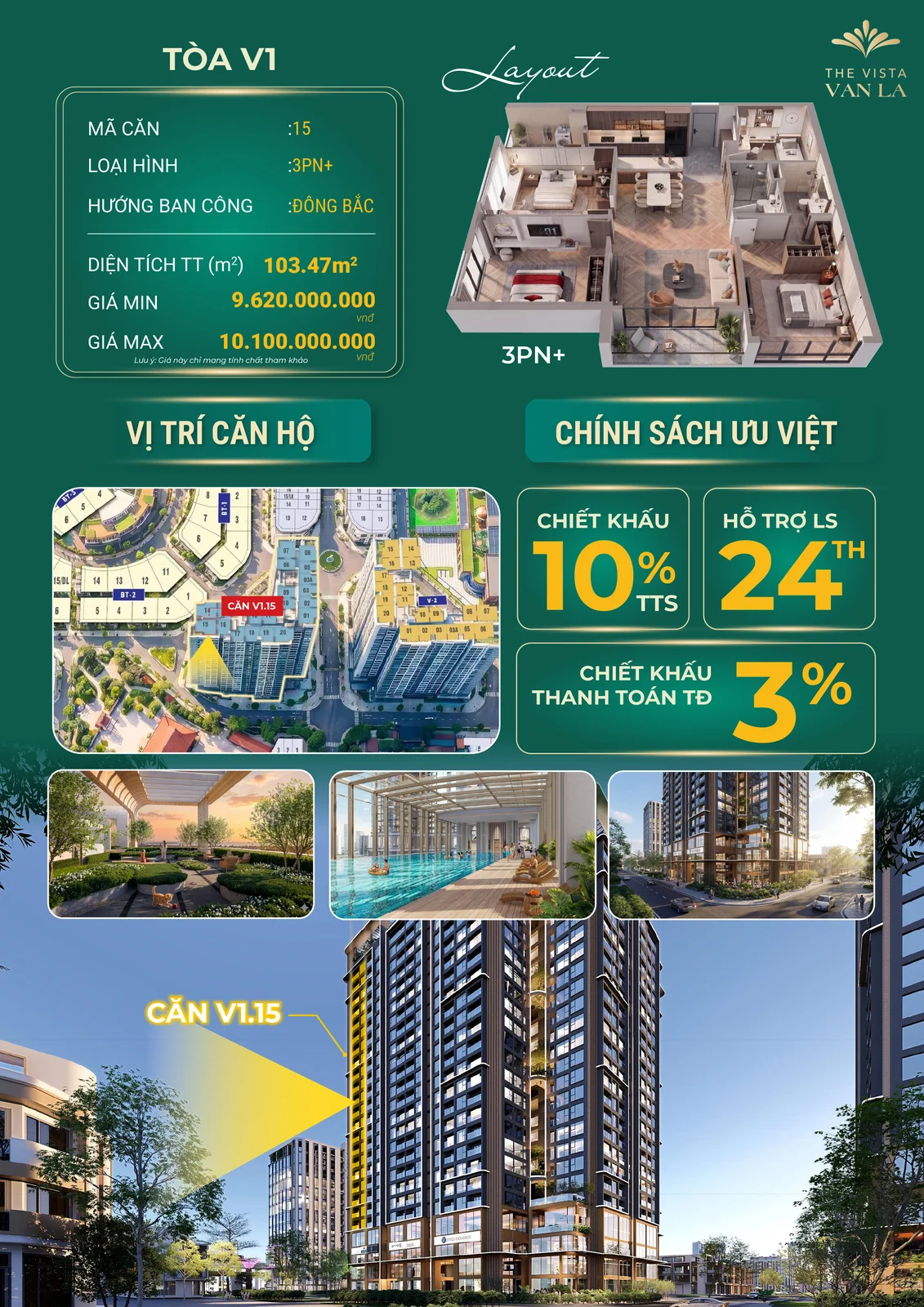 Layout Căn Hộ V1.15 The Vista Vạn La